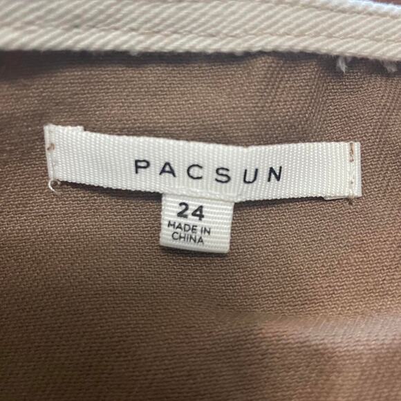 PacSun Patchwork Denim Mini Skirt โ Brown/Khaki, Size 24 - Picture 5 of 8